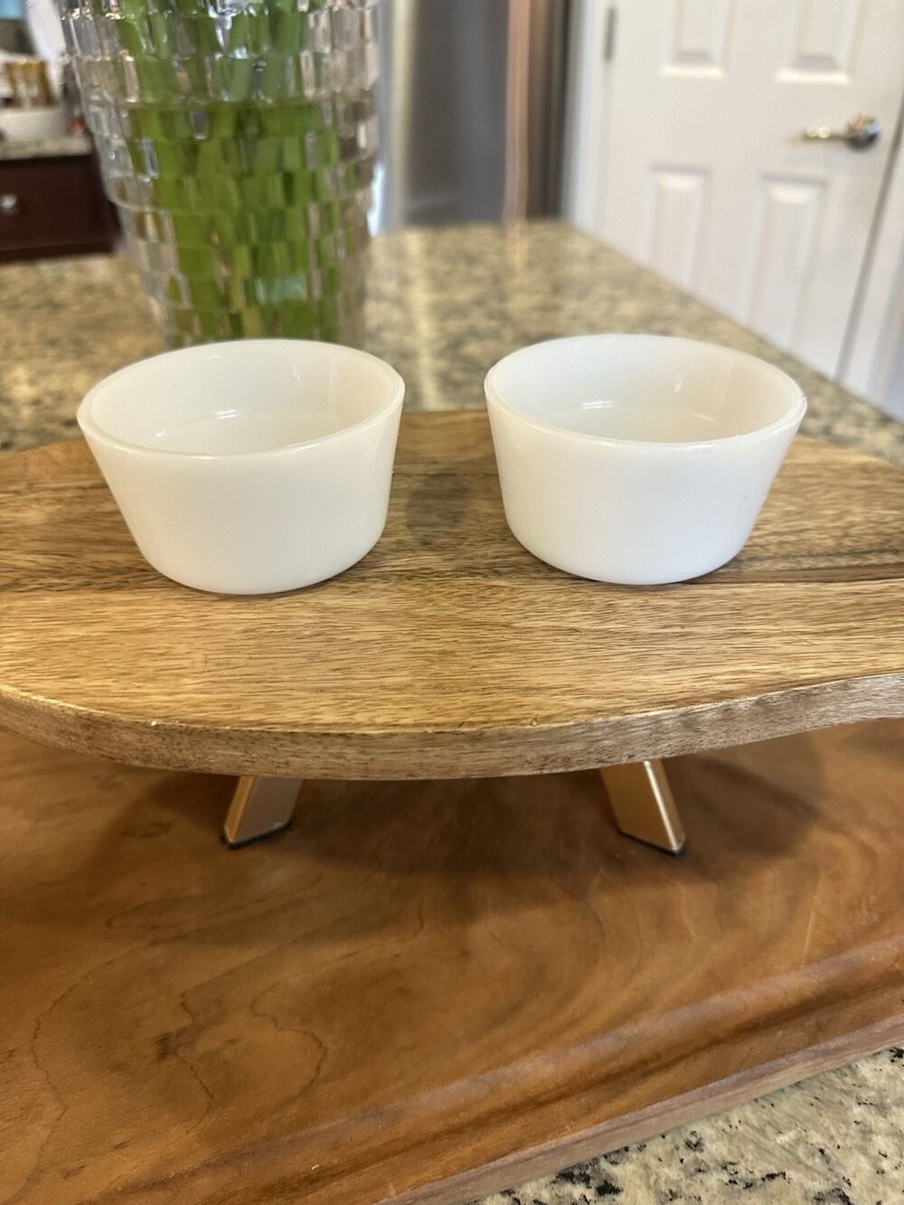 VTG GLASBAKE MILK GLASS RAMEKINS/CUSTARD/DESSERT CUPS LOT OF 2